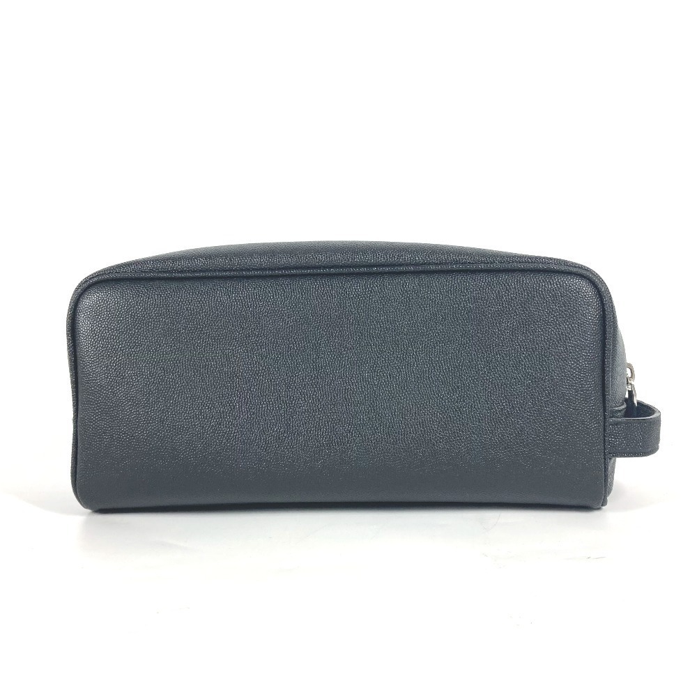 SAINT LAURENT PARIS Logo Grooming Bag Leather Black - Picture 2 of 9